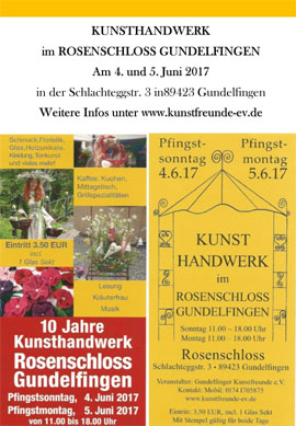10. Kunsthandwerkermarkt im Rosenschloss 10. Kunsthandwerkermarkt im Rosenschloss